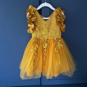 Trish and scully mustard yellow gown